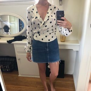 Reformation polka dot blouse